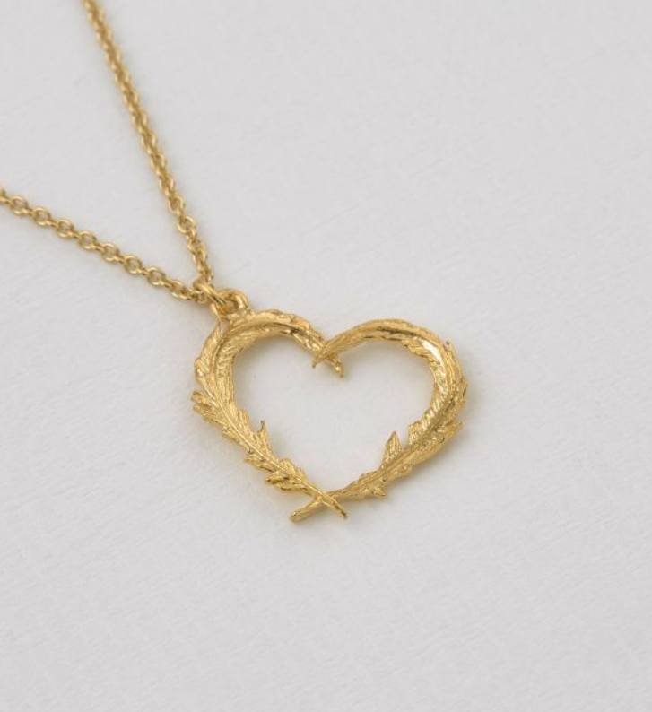 Alex Monroe - Delicate Feather Heart Necklace