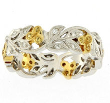 Load image into Gallery viewer, UNGAR &amp; UNGAR LEMON BLOSSOM RING 18ct White gold and Diamond with Yellow Sapphire
