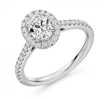 Platinum Oval shape Diamond halo engagement ring