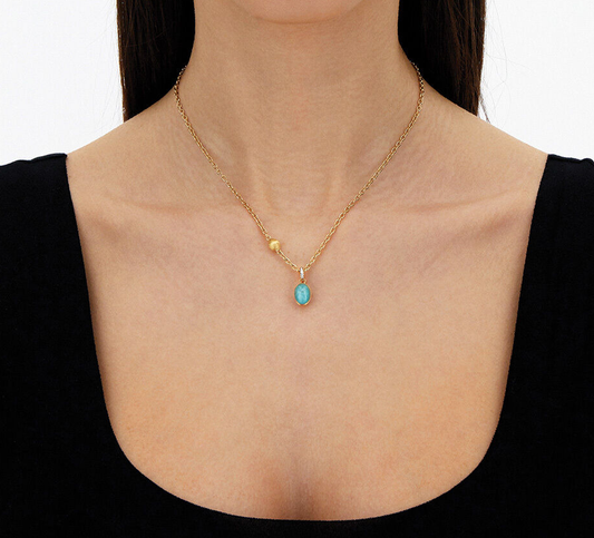 Nanis - 18ct Gold BOULES AMAZONITE NECKLACE SMALL