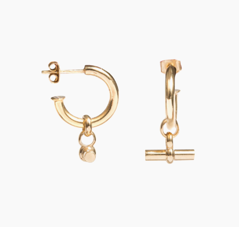 Tilly Sveaas Small Gold T-Bar Earrings