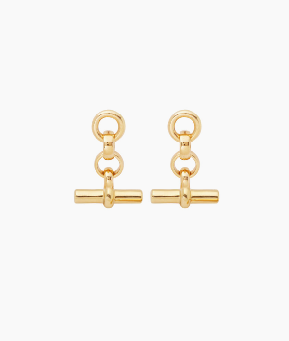 Tilly Sveaas Gold T-Bar Drop Earrings