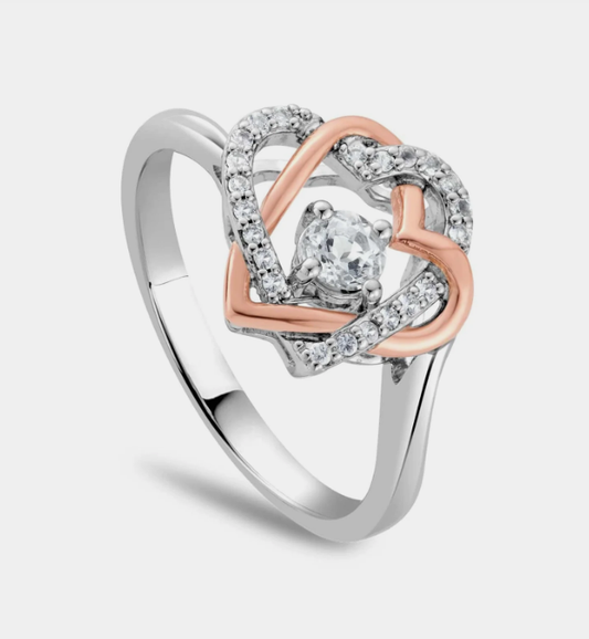 Clogau Forever Yours Sterling Silver Heart Ring with Topaz