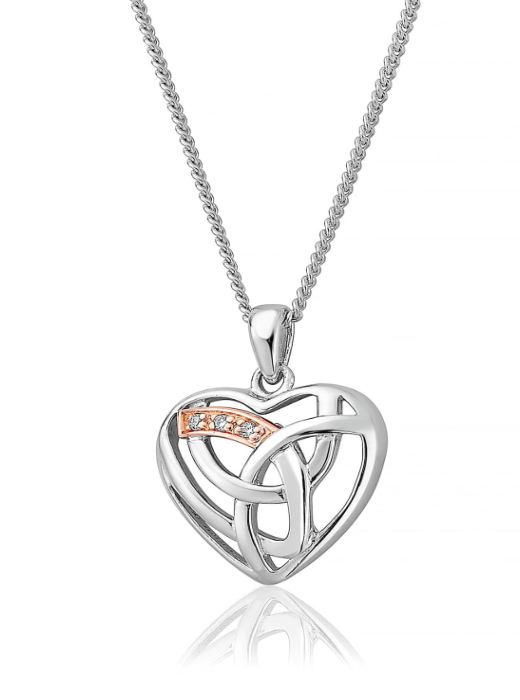 Clogau Hearts Entwined Silver and Diamond Pendant