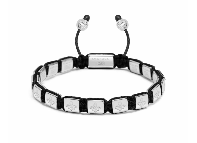 Nialaya Men's Mini Flatbead Bracelet in Sterling Silver