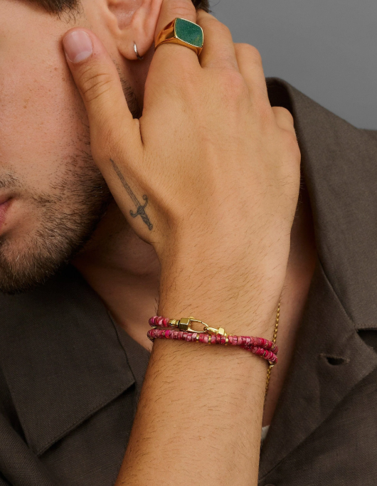 Nialaya Red Howlite Heishi Wrap Bracelet