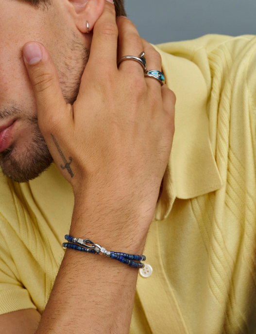 Nialaya Blue Lapis Heishi Wrap Bracelet