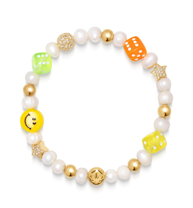 Nialaya Men's Pair of Dice Pearl Bracelet