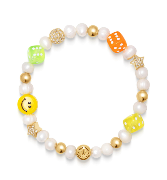 Nialaya Men's Pair of Dice Pearl Bracelet