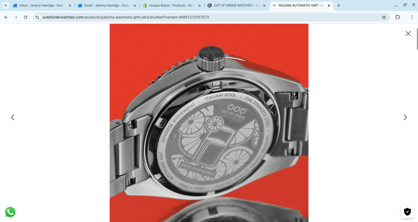 OUT OF ORDER WATCH PALOMA AUTOMATIC GMT - ULTRA BRUSHED