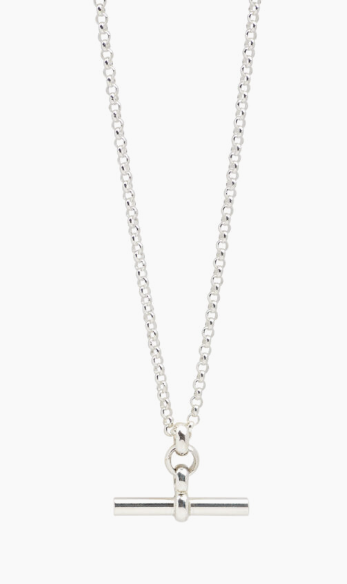Tilly Sveaas Small Silver T-Bar On Belcher Chain