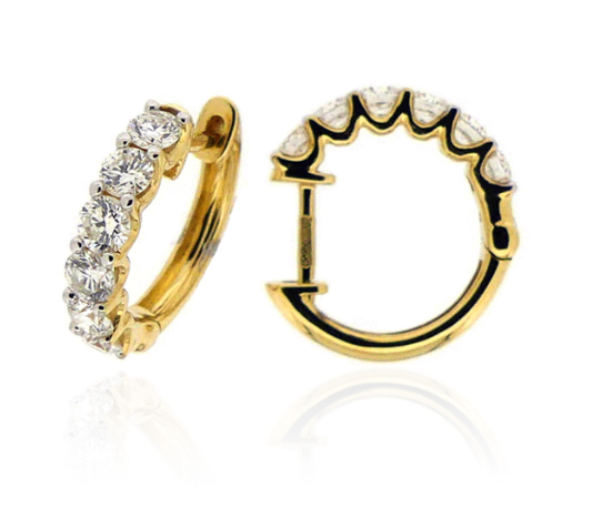 18ct Yellow Gold Diamond Hoop earrings 1.00ct