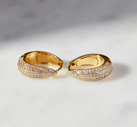 CARAT LONDON Hera Pavé Hoop Earrings Gold Vermeil