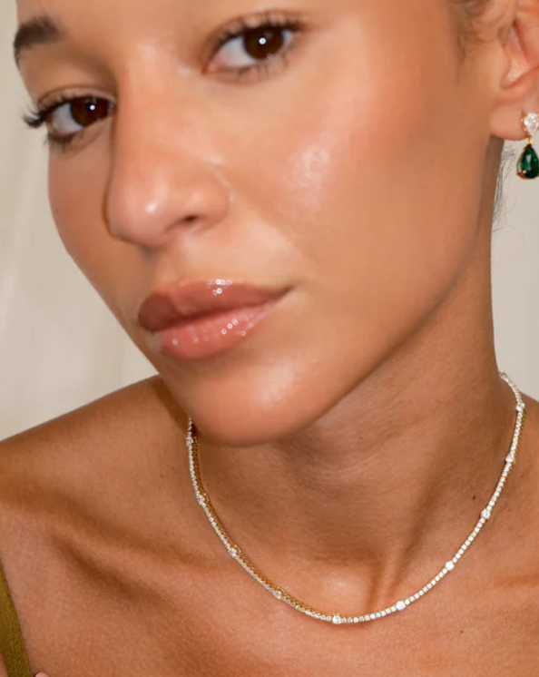 CARAT LONDON Phoebe Tennis Necklace Gold Vermeil