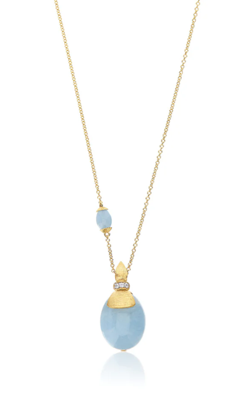 Nanis - "Azure" pendant necklace with gold, diamonds and aquamarine pendant (large)