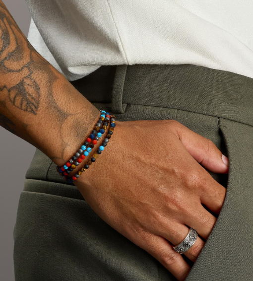 Nialaya The Mykonos Collection - Turquoise, Red Glass Beads, Blue Lapis, Hematite, and Onyx