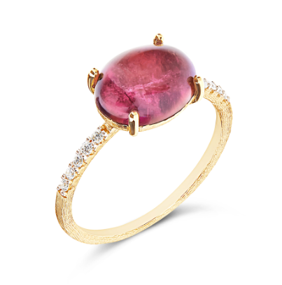 Nanis - "AZURE" GOLD, DIAMONDS AND LONDON PINK TOURMALINE RING