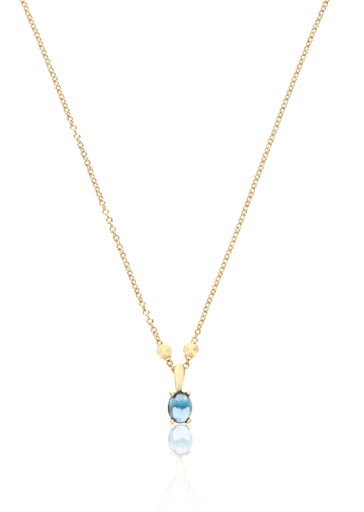 Nanis - 18ct Gold "azure" gold, diamonds and london blue topaz dainty tiny pendant