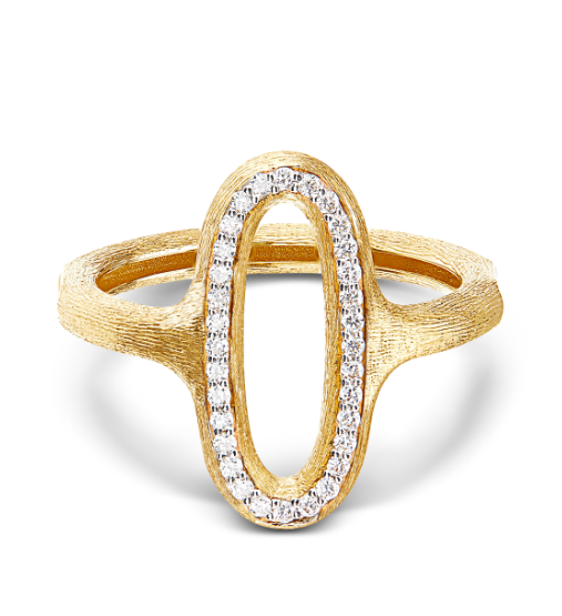 Nanis - 18ct Gold "libera" gold and diamonds oval signet ring