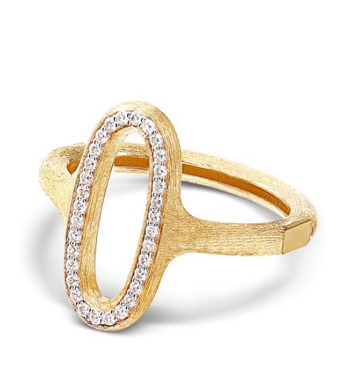 Nanis - 18ct Gold "libera" gold and diamonds oval signet ring
