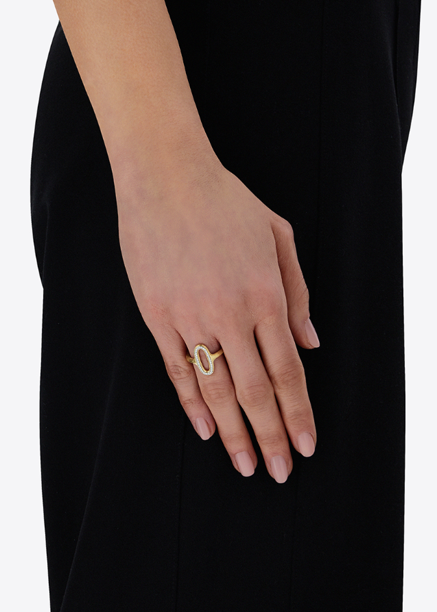 Nanis - 18ct Gold "libera" gold and diamonds oval signet ring