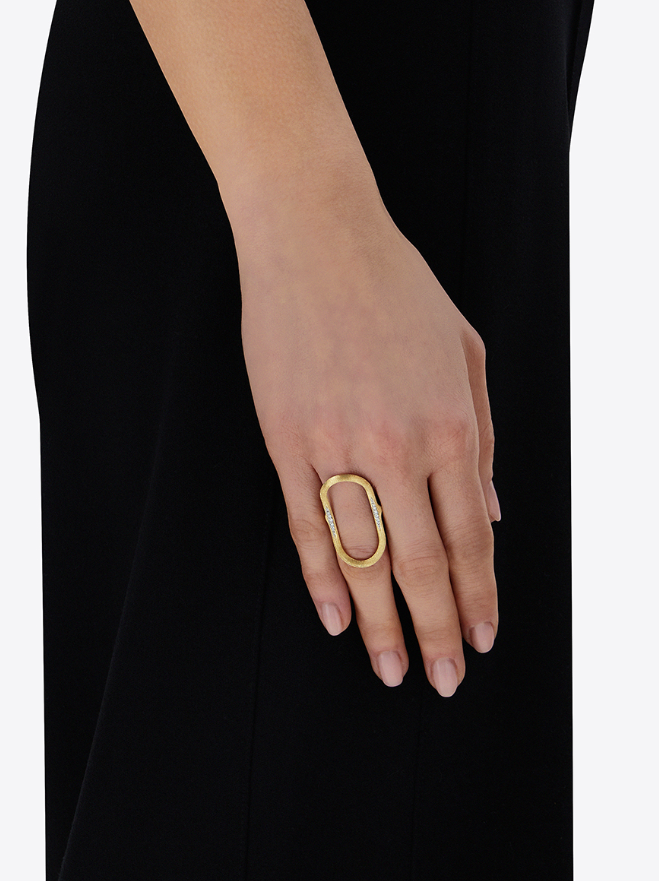 Nanis - 18ct Gold "Libera" gold and diamonds opened design ring