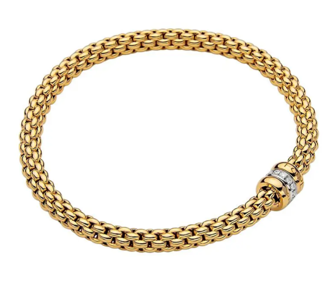 FOPE 18ct Yellow and White Gold Diamond Flex'It Solo Bracelet - Vintage