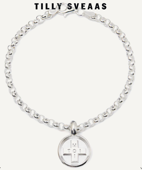 Tilly Sveaas Small Silver Moi + Toi Disc on Belcher Bracelet