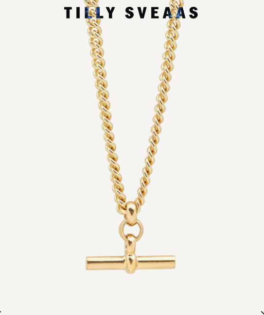 Tilly Sveaas Gold T-Bar Curb Link Necklace