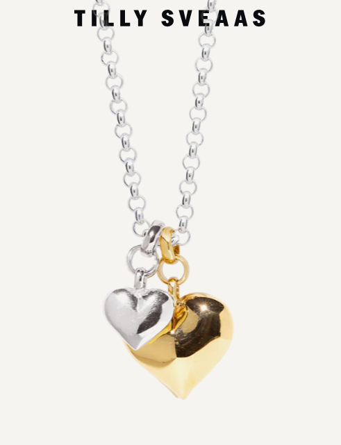 Tilly Sveaas Mixed Metal Large Double Heart on Chunky Belcher Chain
