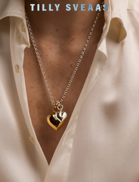 Tilly Sveaas Mixed Metal Large Double Heart on Chunky Belcher Chain