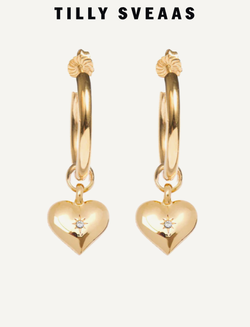 Tilly Sveaas Gold Heart Earrings