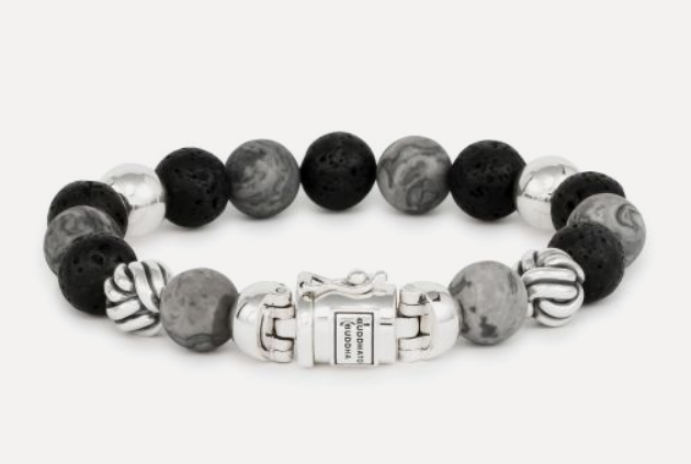 Bracelet Spirit Bead Mix Grey Picasso Jasper