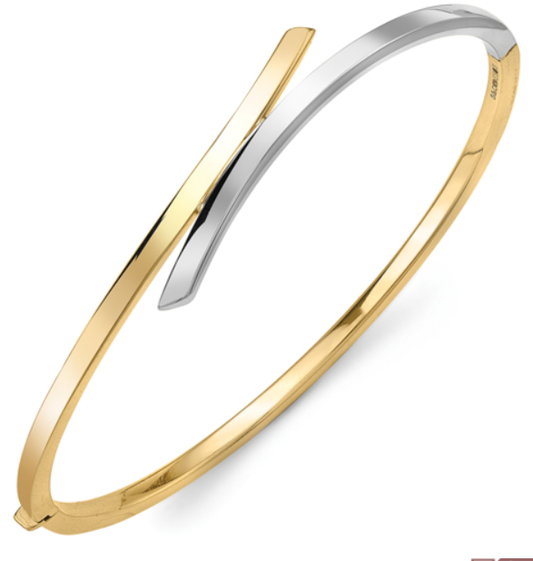 9ct. Two Tone Crossover Bangle