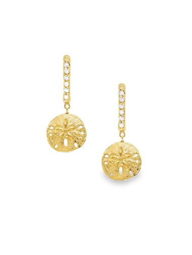 Catherine Zoraida Gold Sand Dollar Hoop Earrings