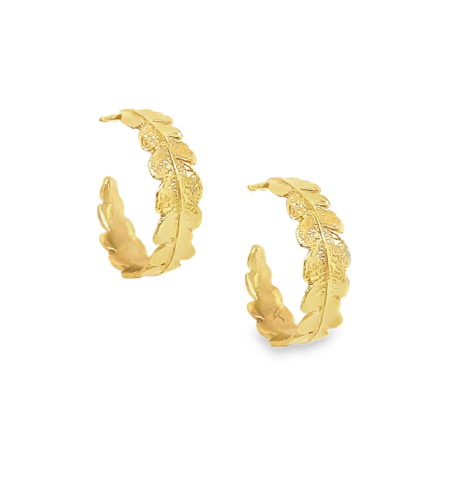 Catherine Zoraida Gold Crown Fern Hoop Earrings