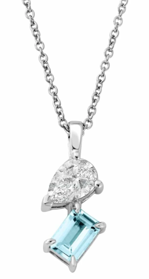 Clogau Ti a Fi White Gold, Diamond and Aquamarine Pendant