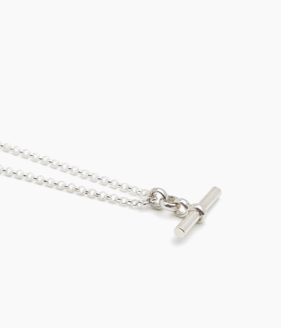 Tilly Sveaas Small Silver T-Bar On Belcher Chain