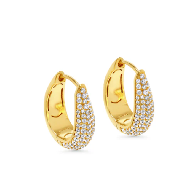 CARAT LONDON Hera Pavé Hoop Earrings Gold Vermeil