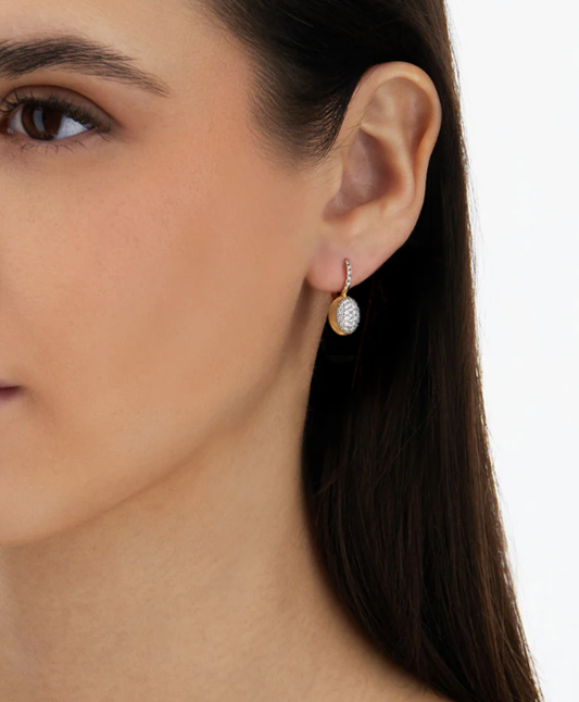 Nanis - "CHERRY" earrings with gold and diamond pendant balls (small)