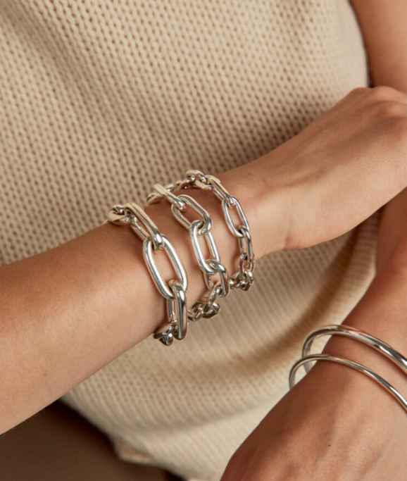 Tilly Sveaas Small Silver Oval Linked Bracelet