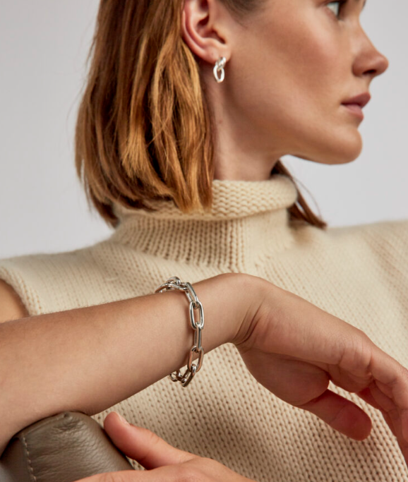 Tilly Sveaas Small Silver Oval Linked Bracelet