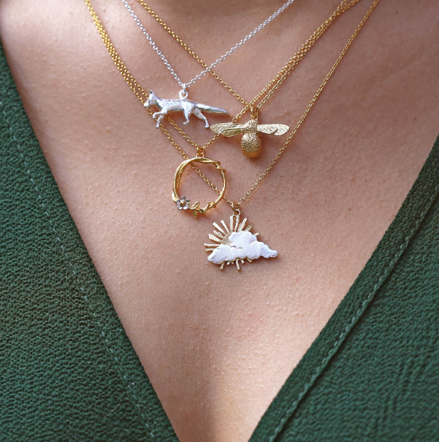 Alex Monroe - Baby Bee Necklace - 18ct Solid Gold