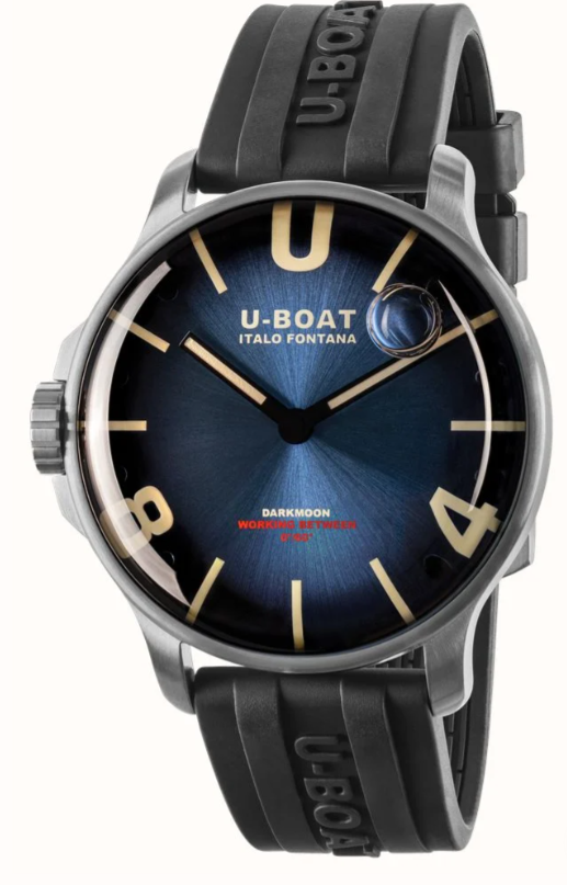 U-BOAT U-Boat Darkmoon SS (46.5mm) Imperial Blue Soleil Dial / Black Vulcanised Rubber Strap 8704/E