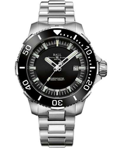 Engineer Hydrocarbon | DeepQUEST Ceramic | Black Dial | Black Bezel | Steel Bracelet | DM3002A-S3CJ-BK | Ball Watches for sale by Hooper Bolton UK