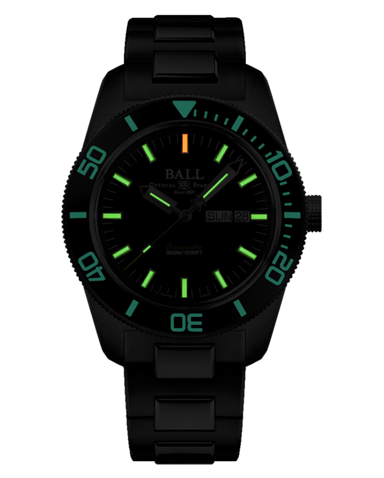 Engineer Master II | Skindiver Heritage | Luminous Dial | Steel Bracelet | DM3308A-SCJ-BK | Ball Watches for sale by Hooper Bolton UK