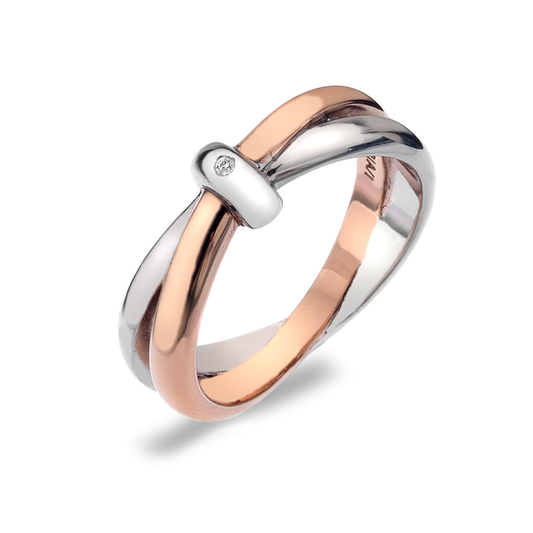 Hot Diamonds Eternity Silver & Rose Gold Vermeil Interlocking Ring | DR112 | by Hooper Bolton