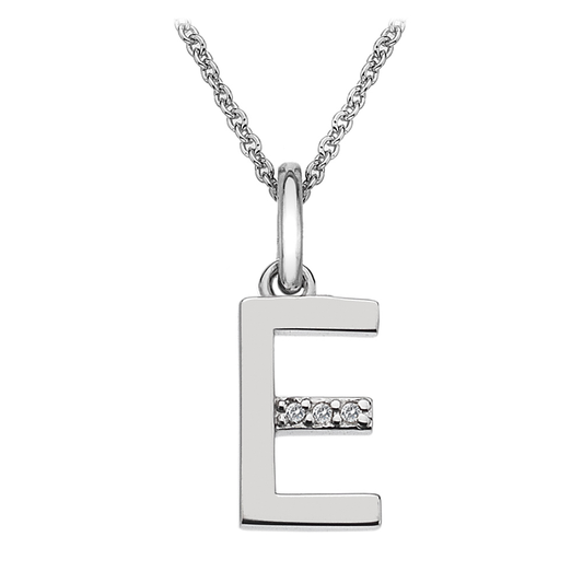 Hot Diamonds Letter E Silver Pendant | DP405 | by Hooper Bolton