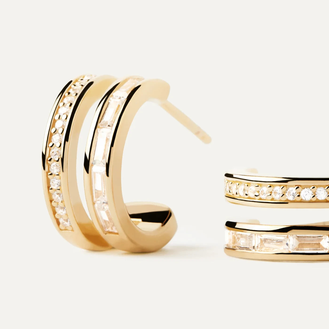 PDPAOLA | Bianca Double Band Silver Hoops Earrings | AR02-968 | designer earrings by Hooper Bolton