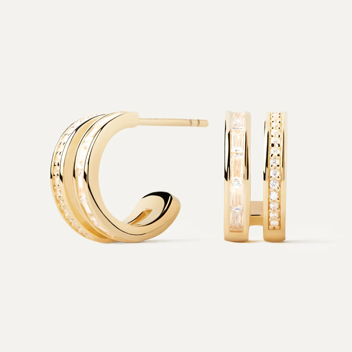 PDPAOLA | Bianca Double Band Silver Hoops Earrings | AR02-968 | designer earrings by Hooper Bolton